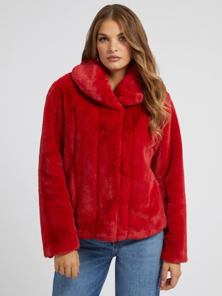 Piros Műszőrme Kabát Tipp