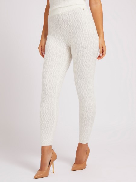 Hiszem Kábelek Pulóver Leggings Fehér