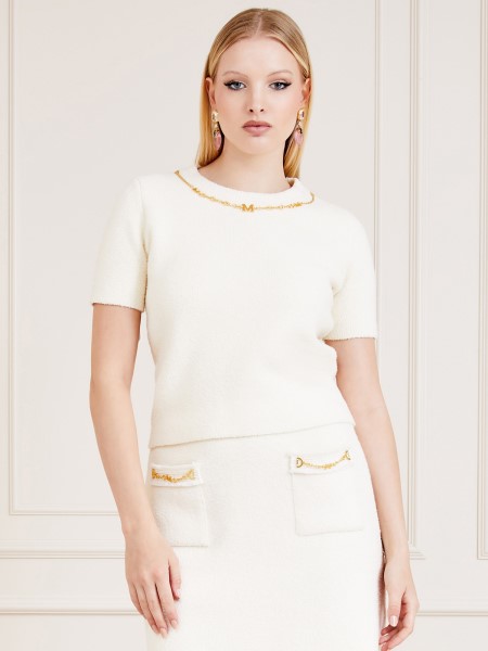 Bézs Marciano Láncrészlet Pulóver Felső Tipp