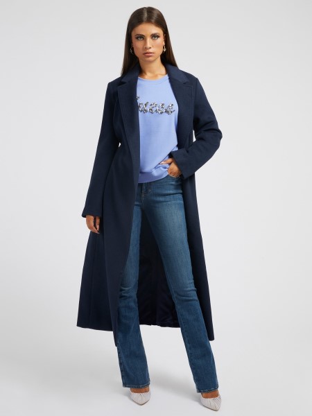 Hiszem Gyapjúkeverék övkabát Kék