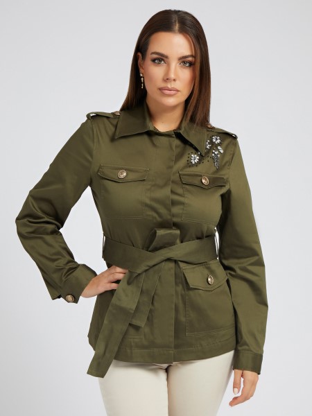 Hiszem Strassz Hímzés Mezőkabát Zöld