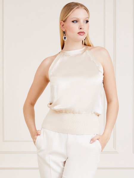 Bézs Guess Marciano Selyem Pulóver Felső