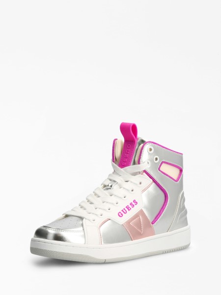 Basqet Vegyes Bőr Tornacipő Guess Ezüst