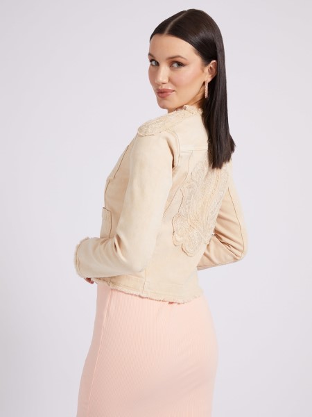 Hiszem Hímzett Patch Farmer Dzseki Bézs