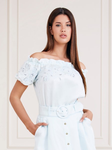 Hiszem, Világoskék Marciano Vállból Készült Felső