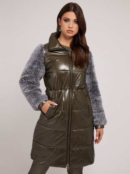 Hiszem Műszőrme Nylon Kabát Zöld