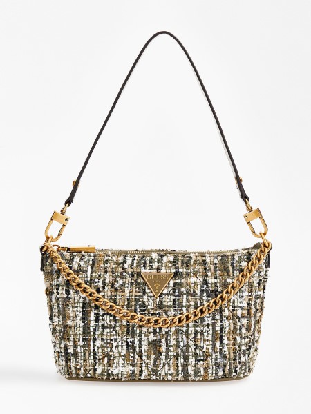 Feleslegesen Tweed Mini Vödörtáska Zöld Tipp