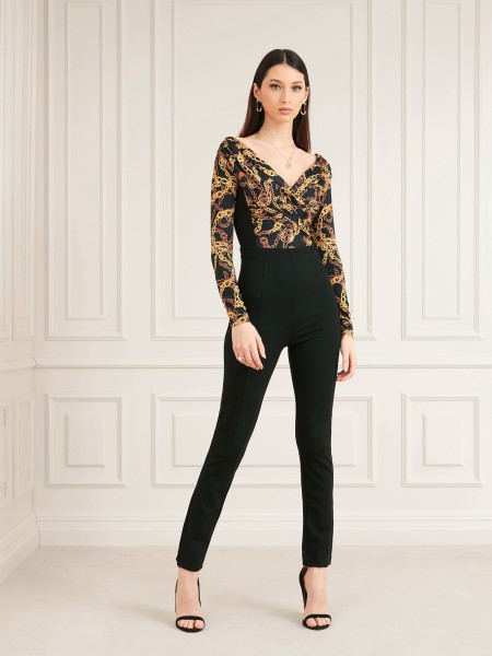 Fekete Marciano Láncmintás Jumpsuit Hiszem