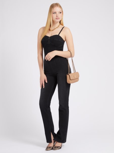 Fekete Szerintem Skinny Fit Farmer Jumpsuit
