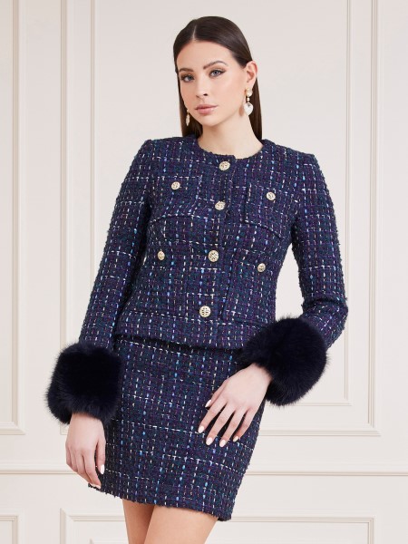 Több Lila Guess Marciano Tweed Kabát