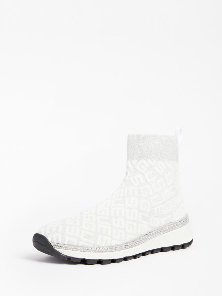 Fehér Kötött Zyla Logós Magas Szárú Cipők Hiszem