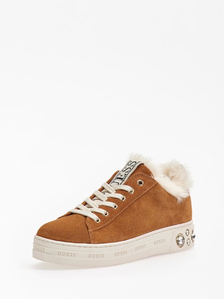 Velúr Szegecses Tornacipő Bézs Színű