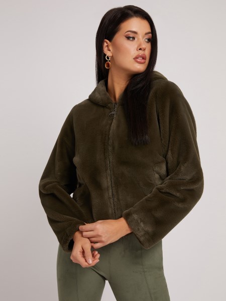 Zöld Több Műszőrme Logós Kabát Tipp