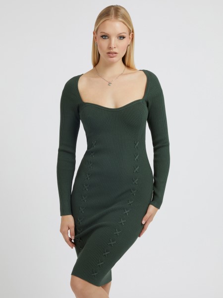 Bodycon Pulóver Ruha Zöld Hiszem