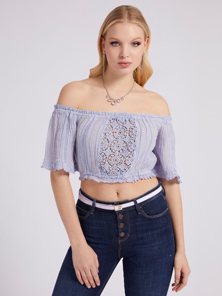 Lila Off-shoulder Crop Top Tipp