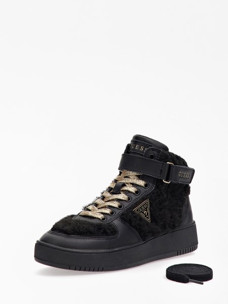 Fekete Műszőrme Vyves Magas Szárú Tornacipő Sejti