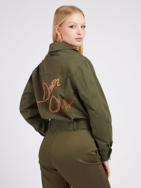 Hátul Hímző Kabát Zöld Hiszem