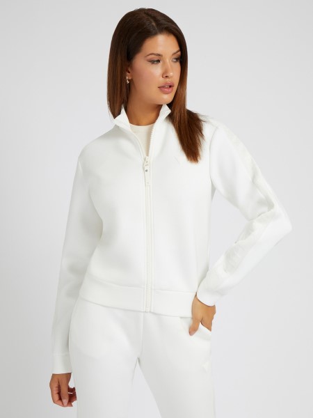 Hiszem Elülső Cipzáras Pulóver Fehér