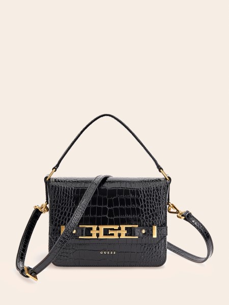 Fekete Guess Cristina Valódi Bőr Crossbody Táska
