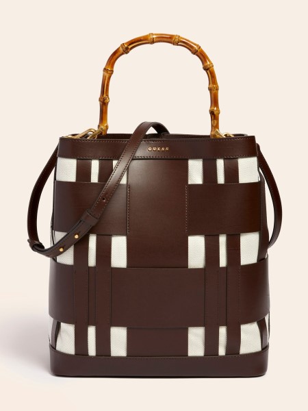 Gondolom Barna Aida Szövésű Valódi Bőr Hobo Táska