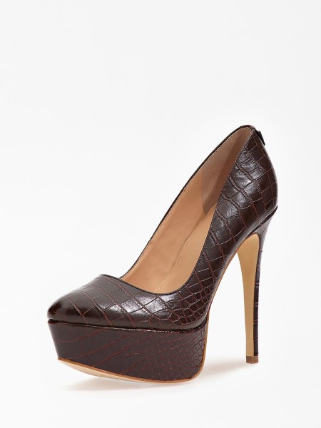 Croc-print Cador Udvari Cipő Sejt Barna