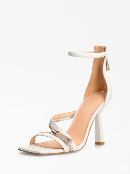 Fehér Guess Jeomie Valódi Bőr Szandál