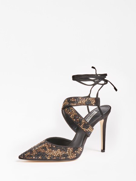 Hiszem Glowy Animalier Strassz Szandál Fekete