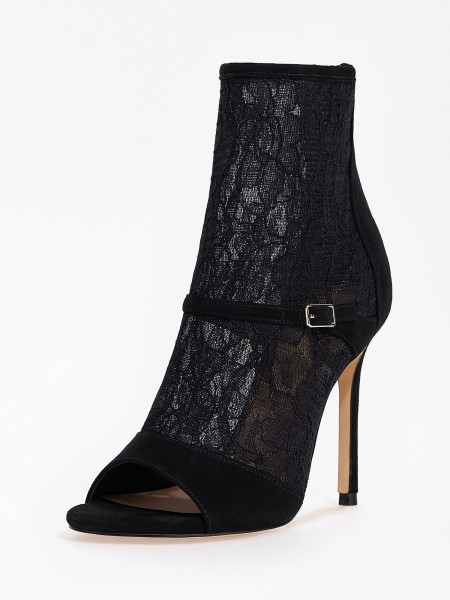 Fekete Tipp Adyne Csipke Peep-toe Bootie