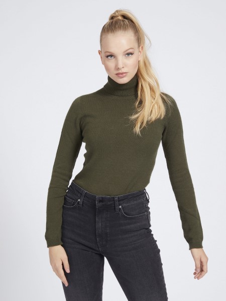 Hiszem, Magas Nyakú Pulóver Zöld