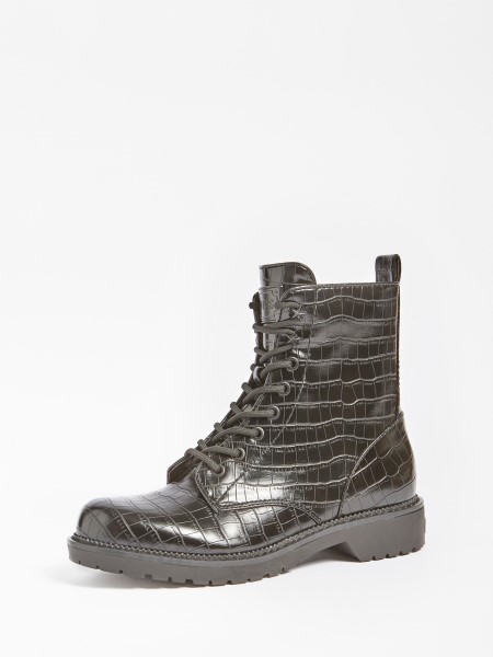 Talisi Croc Print Combat Boot Guess Black