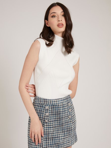 Hiszem Borda Teknős Nyakú Pulóver Fehér