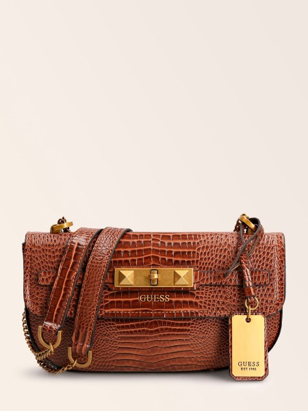 Hiszem, Raffie Croc Print Crossbody Bag Barna