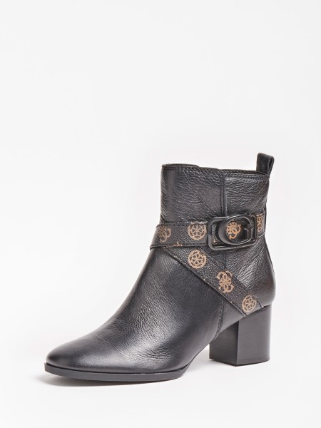 Fekete Guess Patinás Valódi Bőr Bokacsizma