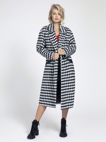 Gyapjú Keverék Pied De Poule Kabát Fekete Több Tipp