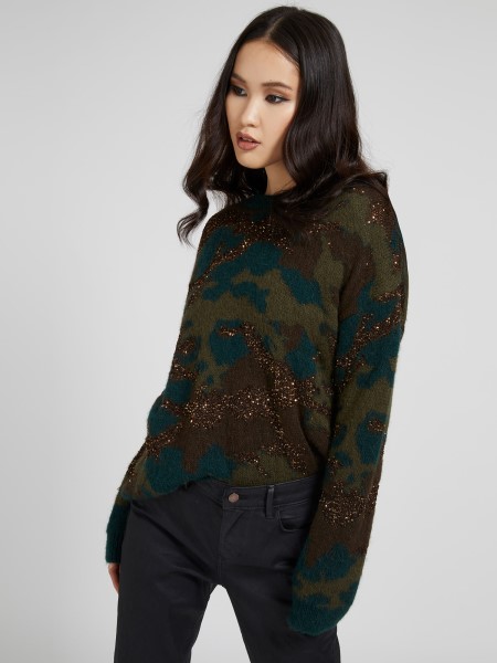 Hiszem Terepszínű Terepszínű Gyapjúkeverék Pulóver