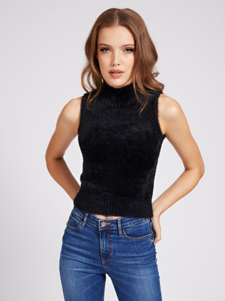 Fekete Ujjatlan Teknős Nyakú Pulóver Kitalálni