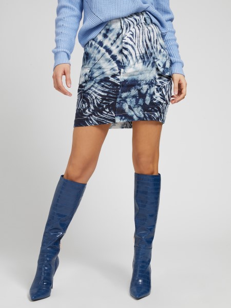 Kék Multi-over-print Mini Szoknya Tipp