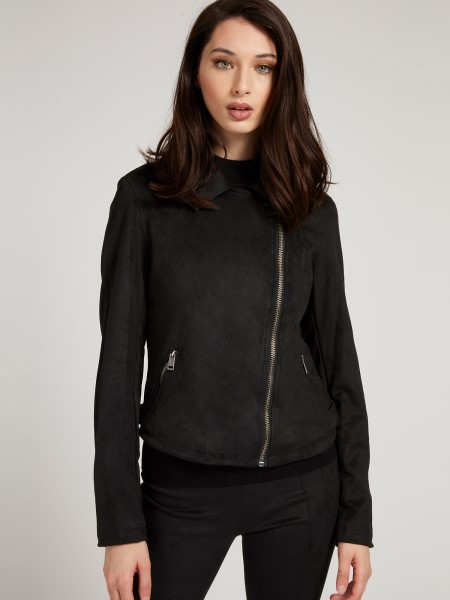 Fekete Guess Műbőr Kabát