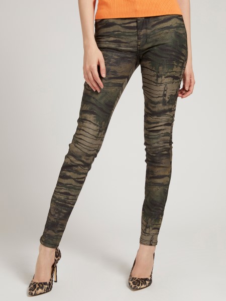 All-over Print Skinny Fit Pant Green Multi Guess