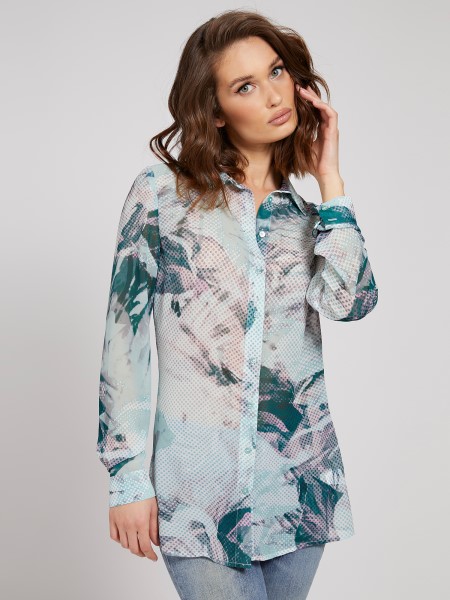 Az Egész Nyomtatott Ing Kitalálja A Kék árnyalatait