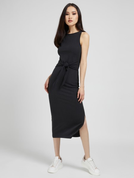 Fekete Tippbordás öves Ruha