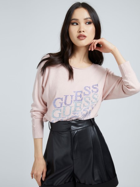 Hiszem Strassz Logós Pulóver Világos Rózsaszín
