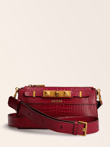 Raffie Croc Print Mini Crossbody Tip Lila