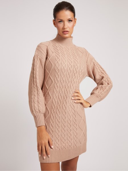 Hiszem Bézs Gyapjúkeverék Ruha