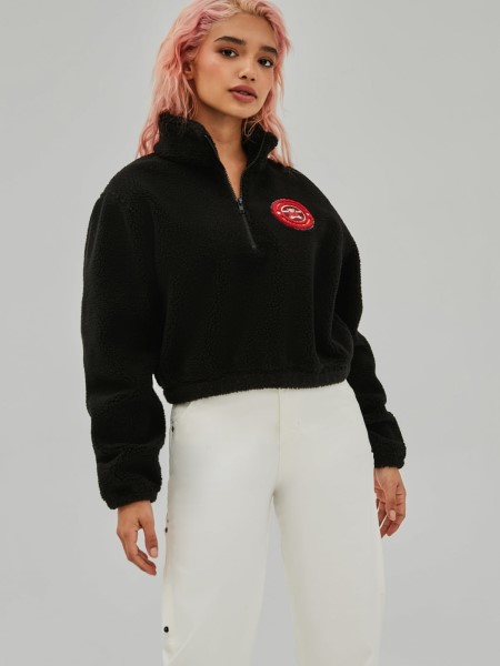 Gondolom Fekete Elülső Logós Crop Pulóver