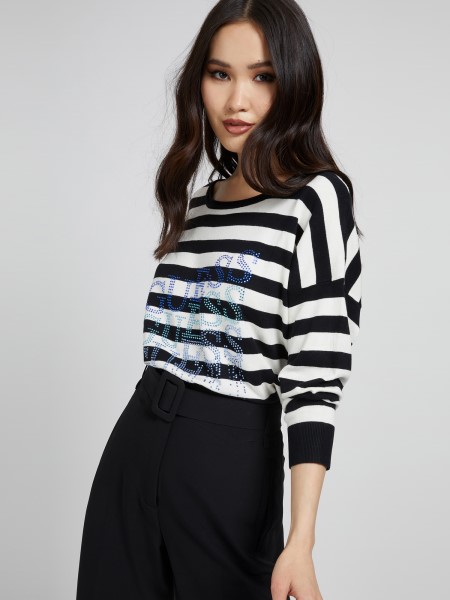 Strassz Logó Pulóver Hiszem Többszínű Minta