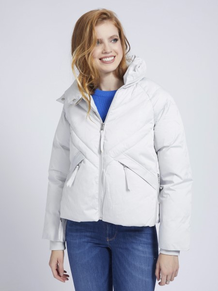 Világosszürke Guess Jacquard Párnázott Kabát