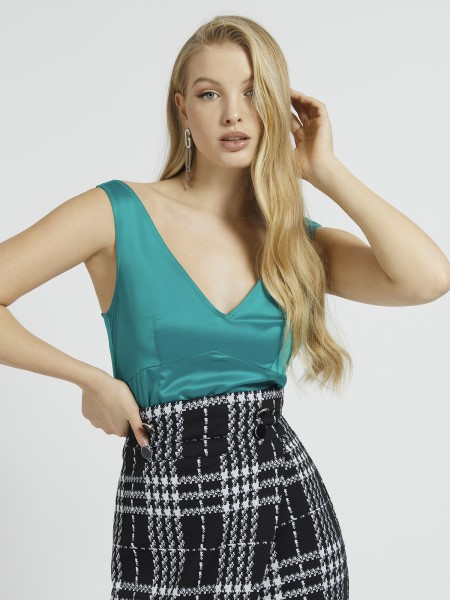 Zöld Pois Motívum Tank Top Tip