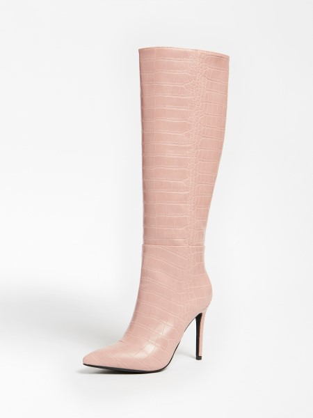 Rózsaszín Ruke Croc Print Magas Csizma Tipp
