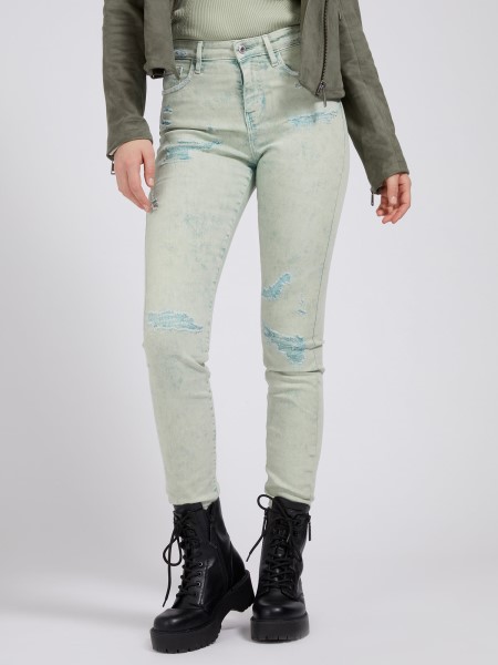 Skinny Fit Farmer Nadrág Horzsolások Kék Tipp